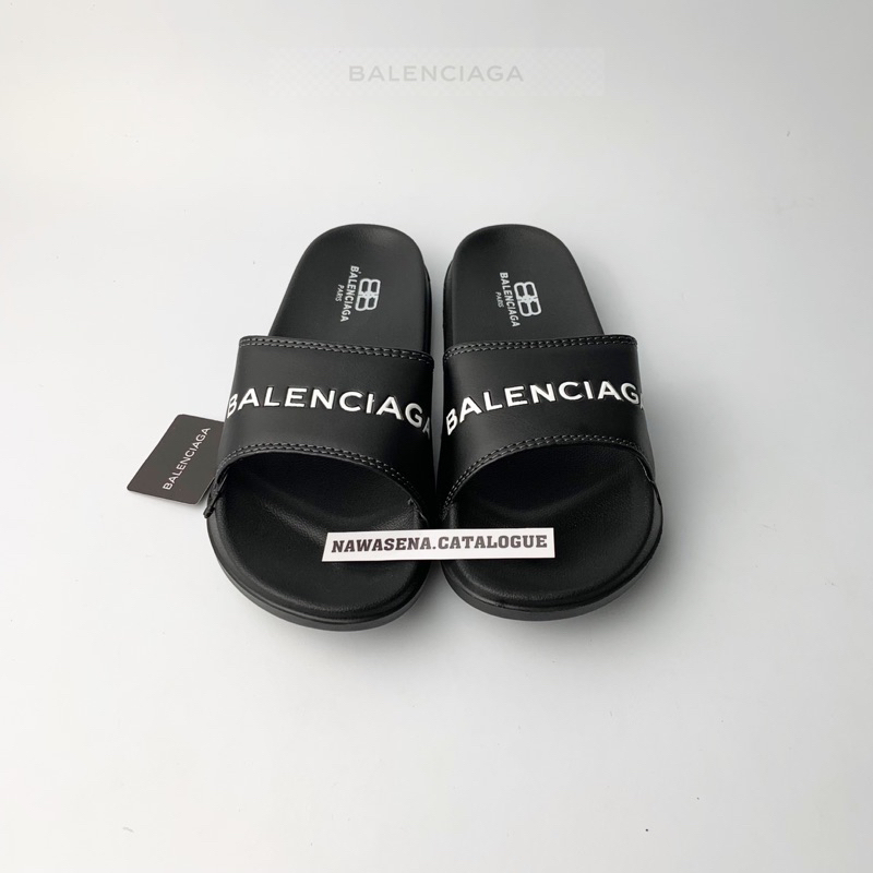 Balenciaga - Sandal Slide Pria Wanita Unisex Bahan Kulit Rubber Kualitas Grade Premium