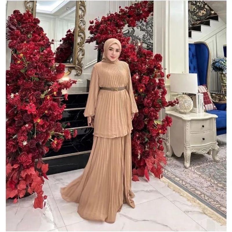 Set rok Plisket Prisket Aurel Saukiah setelan rok wanita