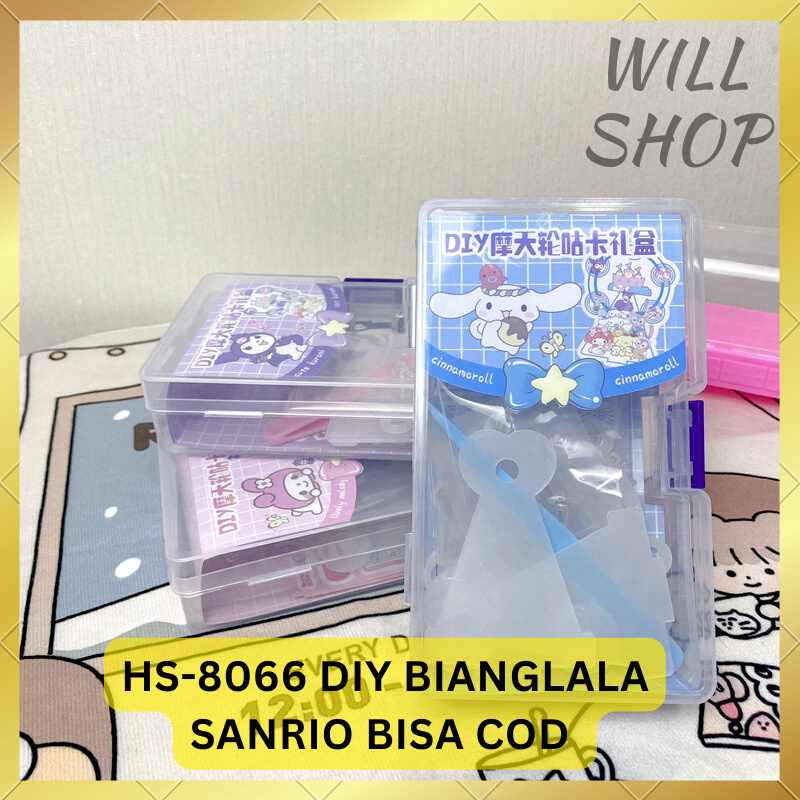 HS-8066 DIY BIANGLALA SANRIO / PAKET MINI HARDBOX STICKER / PINSET / GANTUNGAN AKRILIK / COCOK UNTUK