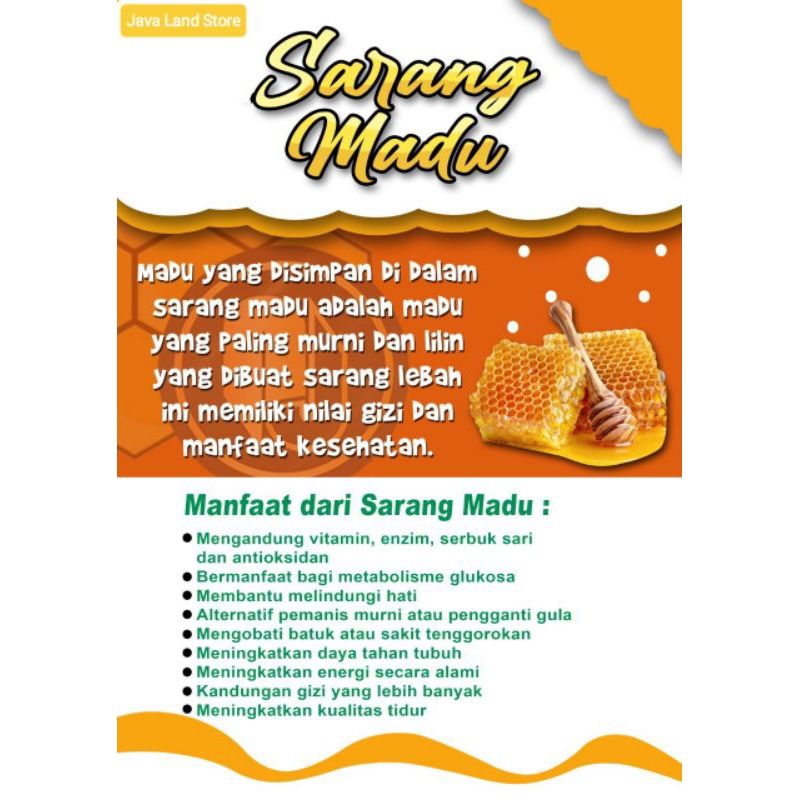 

Madu Sarang Madu Asli Apis Mellifera Natural HoneyComb 250 gr