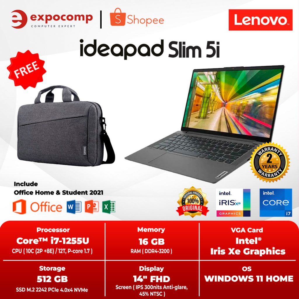 LENOVO IDEAPAD SLIM 5i IP 5-14IAL7 5SID GREY CORE i7-1255U