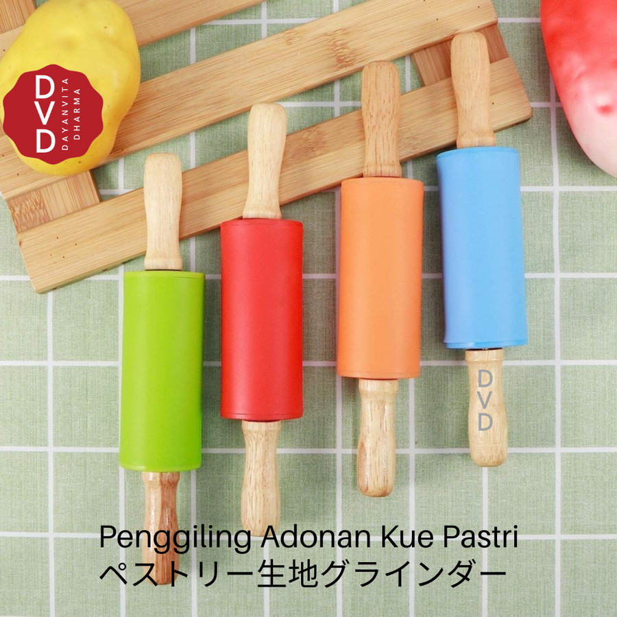Rolling Pin Silikon Gagang Kayu - Penggiling Adonan Kue