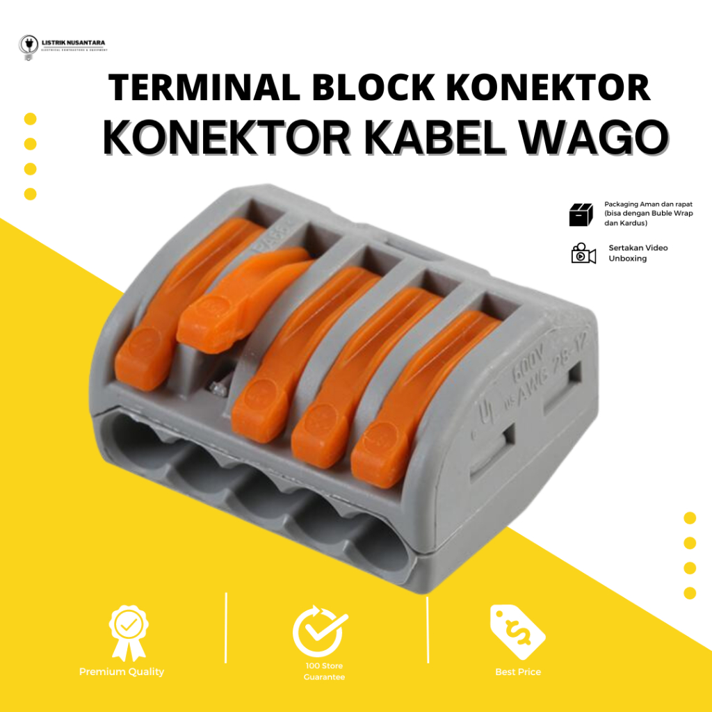 Terminal Block Konektor Wago / Konektor Kabel Wago Original 2 Pin/3 Pin/1x1/2x2/3x3