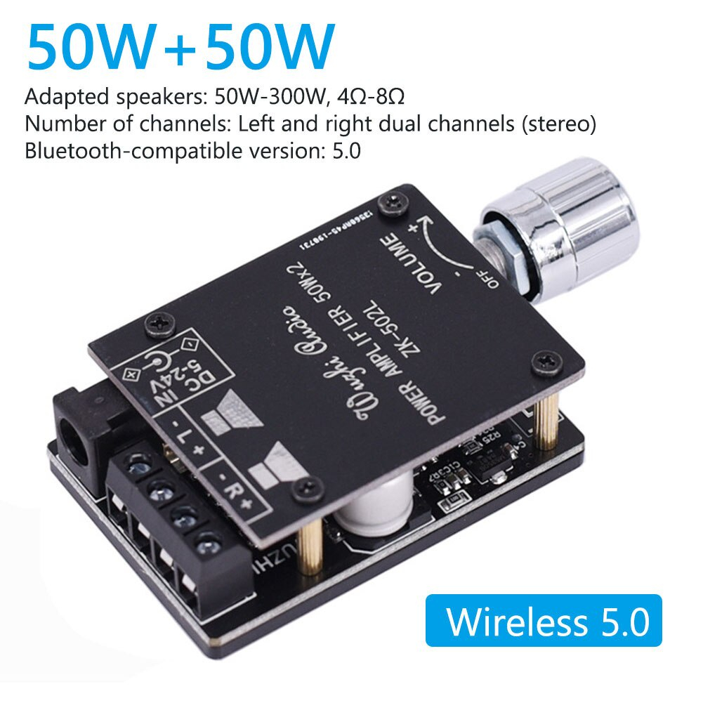 NEW STOCK Kit Modul Amplifier ZK-502L 50 Watt + 50 Watt Support Bluetooth 5.0 **