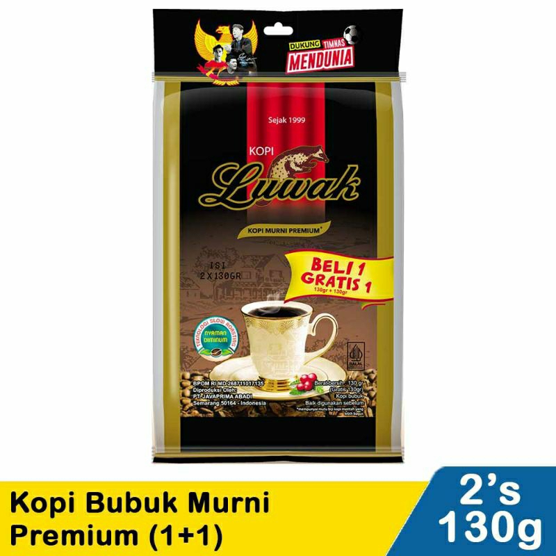 

Luwak Kopi Bubuk Murni Premium (1+1) 2X120G