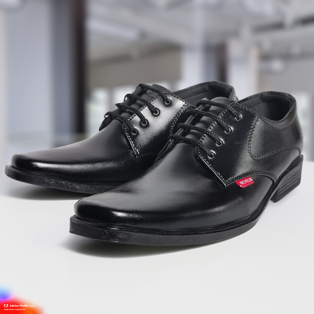 SEPATU PANTOFEL PRIA KERJA KULIT / SEPATU KANTOR PRIA HITAM NICHELIN ORIGINAL