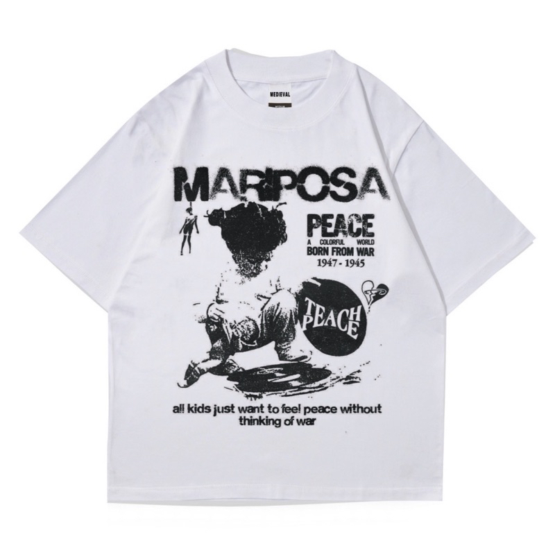 KAOS BAJU MARIPOSA White Vintage Y2K | T-SHIRT OVERSIZE PUTIH BOOTLEG | STREETWEAR | PRIA WANITA DEW