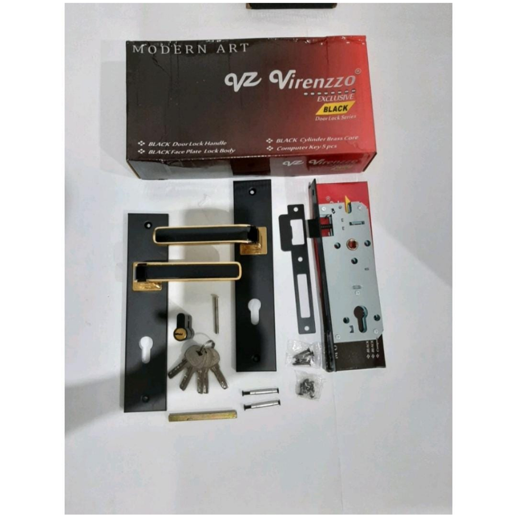 Kunci Pintu Virenzzo / Handle Stainless Besar Virenzzo Black Series BP16LS-BG/BG