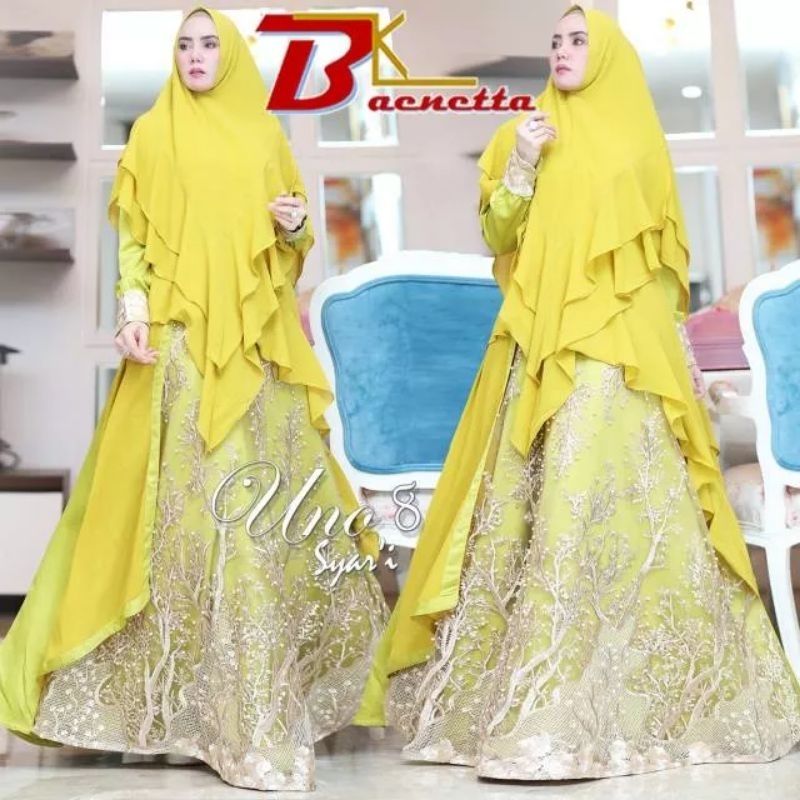 Uno syari by baenetta gamis gaun brukat mewah