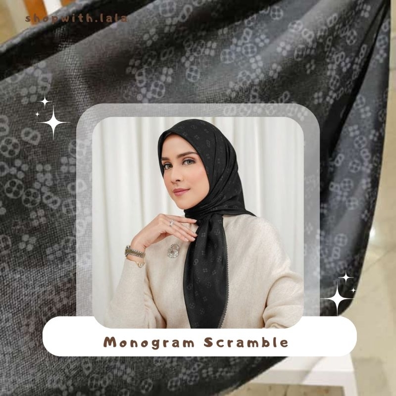 SCARF BUTTONSCARVES | JUBILATION BLACK BEAN |  AUTOGRAPH  FROZEN WILLOW MONOGRAM SCRAMBLE INK NADA 2