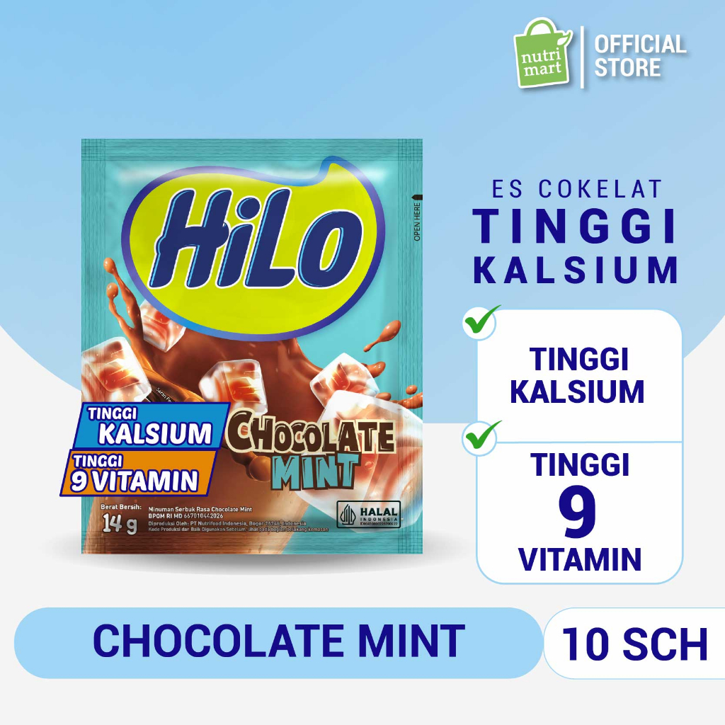 

HiLo Chocolate Mint 10 Sachet - Minuman dengan Cokelat Tinggi Kalsium Praktis dalam Sachet