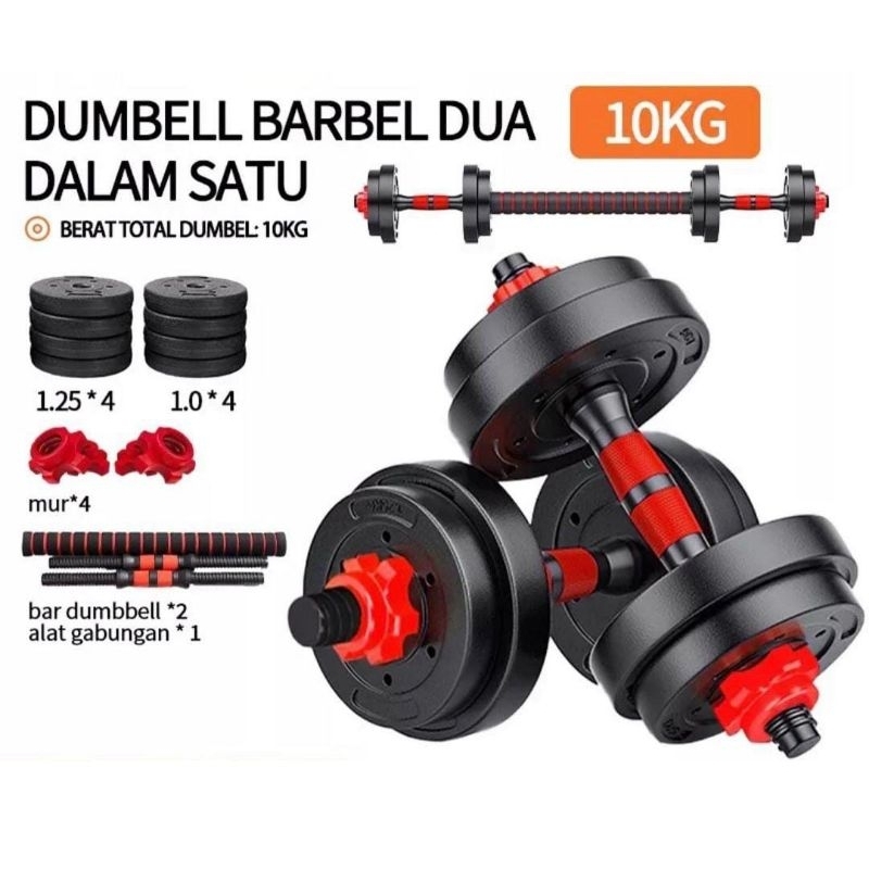 DUMBELL PVC SET 10 kg  barbel dumbel latihan angkat beban gym