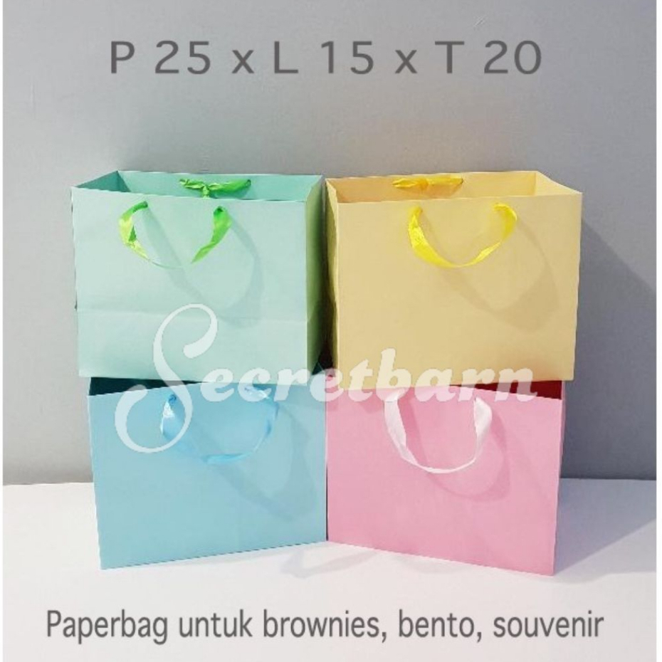 

paper bag warna pastel 25x15x20 paperbag polos tali pita tas kertas souvenir goodie bag shopping