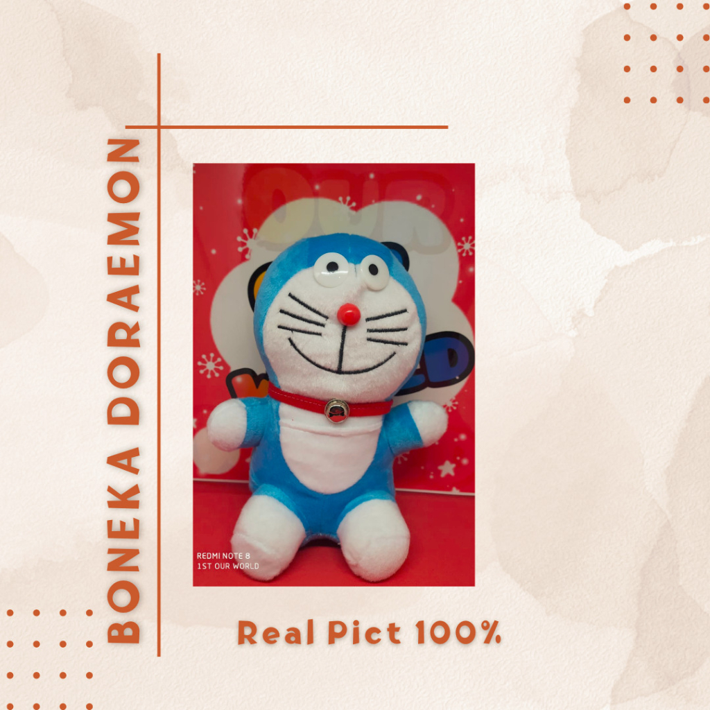 BONEKA DORAEMON POLOS M BORDIR / BAHAN VELBOA LEMBUT MURAH / COD READY MAKASSAR