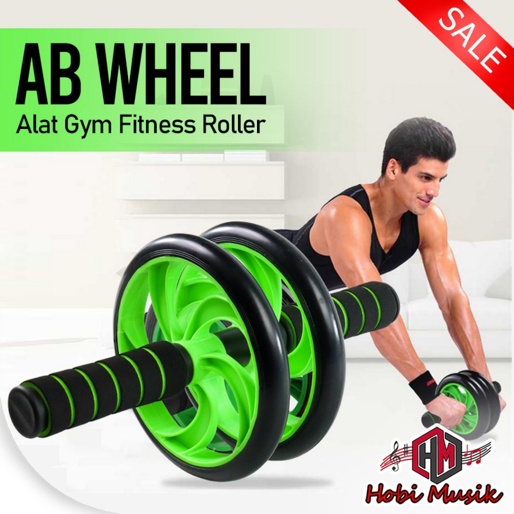 Satu Set Alat Gym Fitness Roller AB Wheel Sport