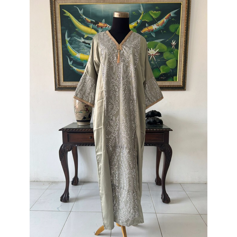 Kaftan Sultan Abaya sultan Warna Sage Limited edition motif bunga