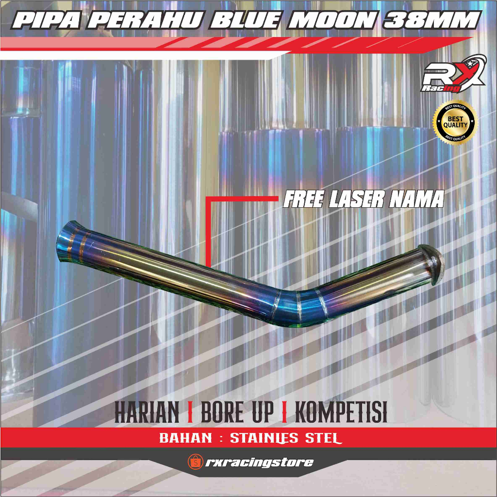 knalpot perahu pipa 38mm bluemoon stainless harian atau balap