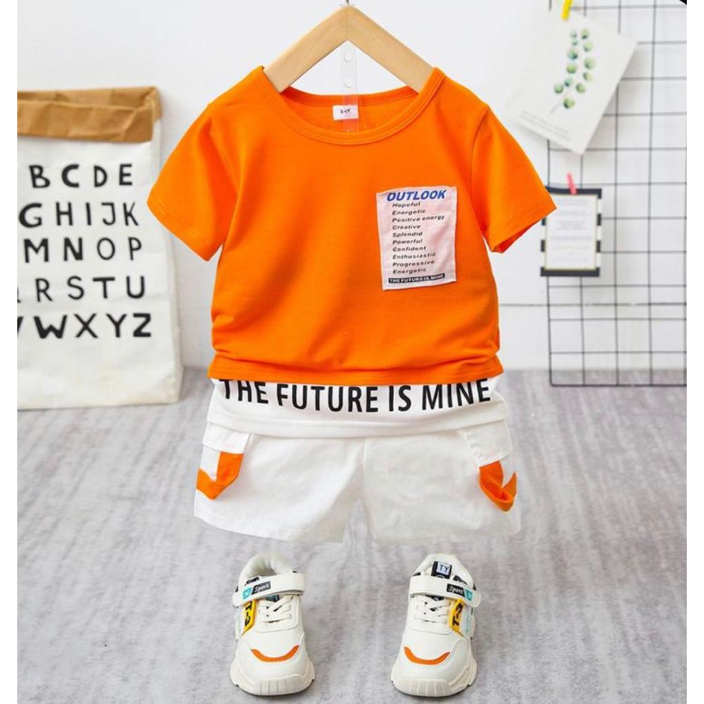 PROMO-Setelan Baju Anak Laki Dan Anak Perempuan Terhitz Setelan Baju Celana Pendek OutLOOK