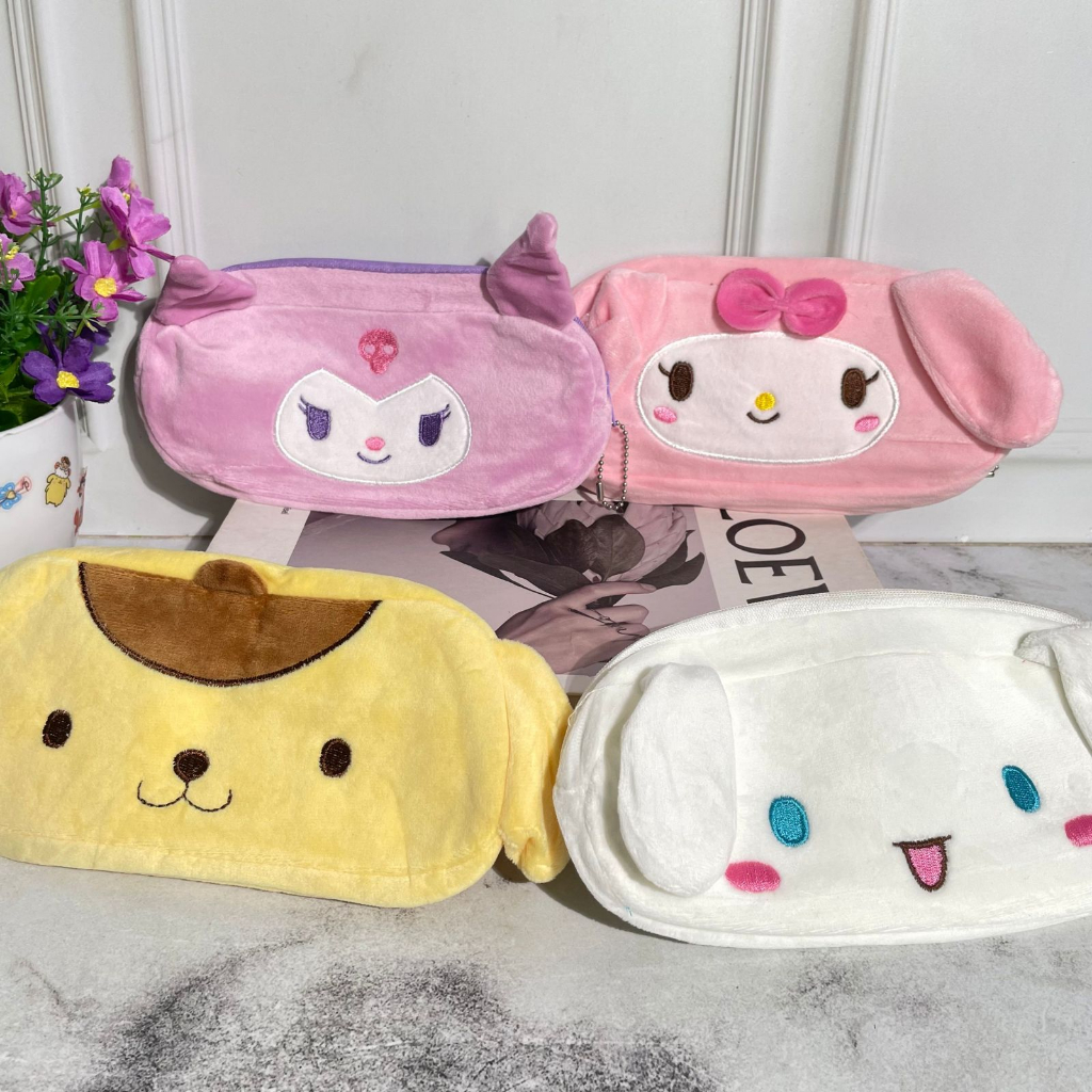 

Tempat pensil kain Sanrio kuping panjang tempat pensil bahan motif kartun anak family tempat pensil viral kekinian unik