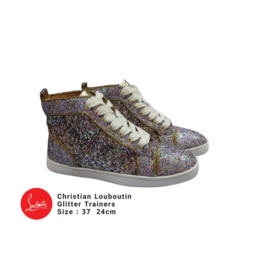 Sepatu Christian Louboutin Casual Sneakers Spikes Flat Multicolor Size 37