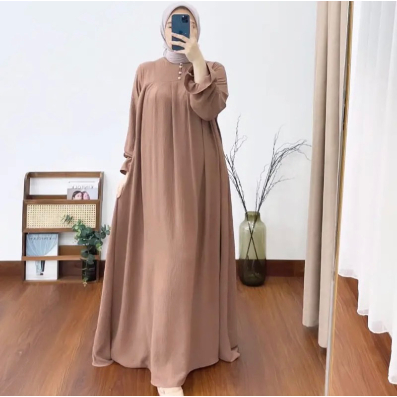 Gamis midi dress muslimah cringkle airflow