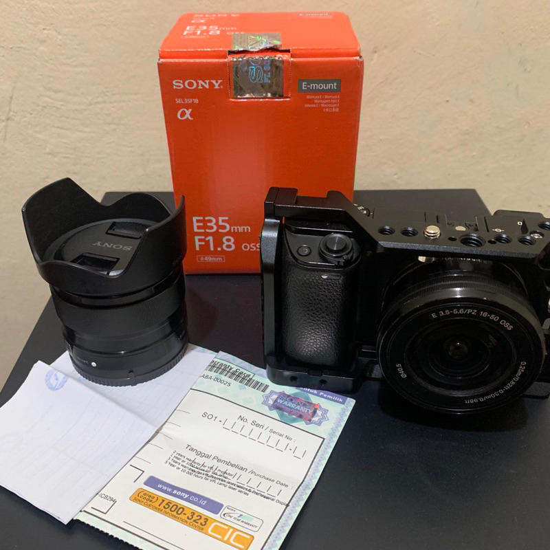 sony a6000 kit + lensa fix 35mm bekas