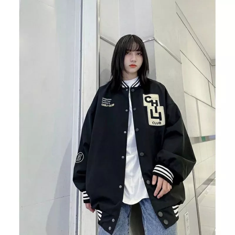 Jaket Wanita Jumbo CLUB BASEBALL JAKET VARSITY - jaket bomber wanita - jaket korean style - BigSize 