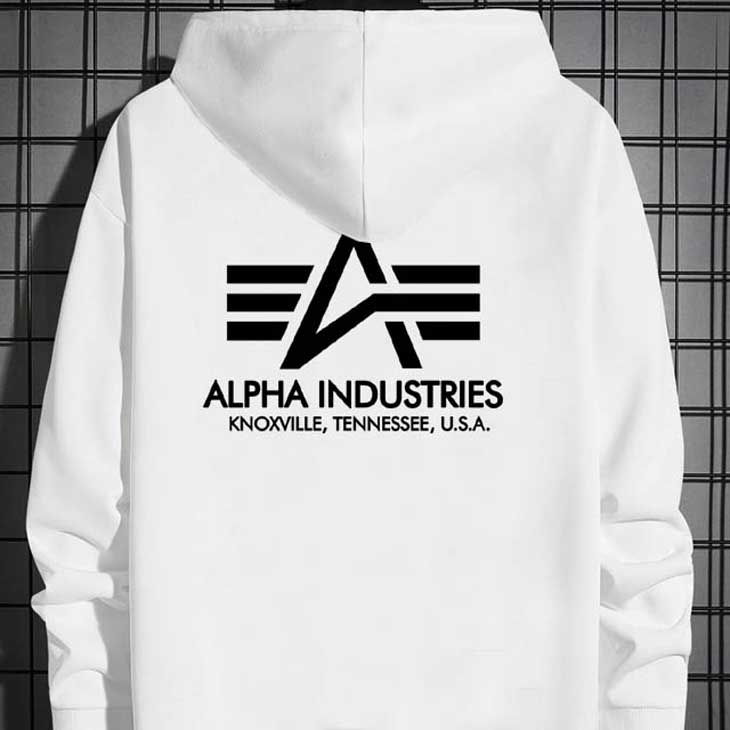 Jaket Hoodie Alpha Industries Hoodie White Casual Unisex Bahan Katun