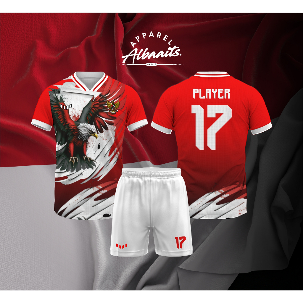 Jersey Futsal & Sepakbola ALBAAITS Merah Putih Garuda