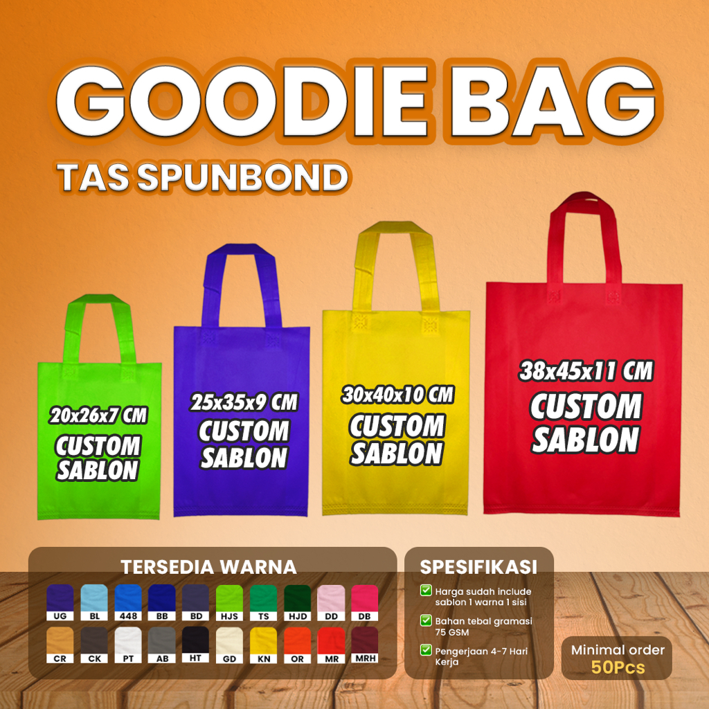 Tas Spunbond Godie Bag Sablon Custom Goodie Bag Custom Sablon Tas Goodie Bag Custom Tas Sablon Goodi