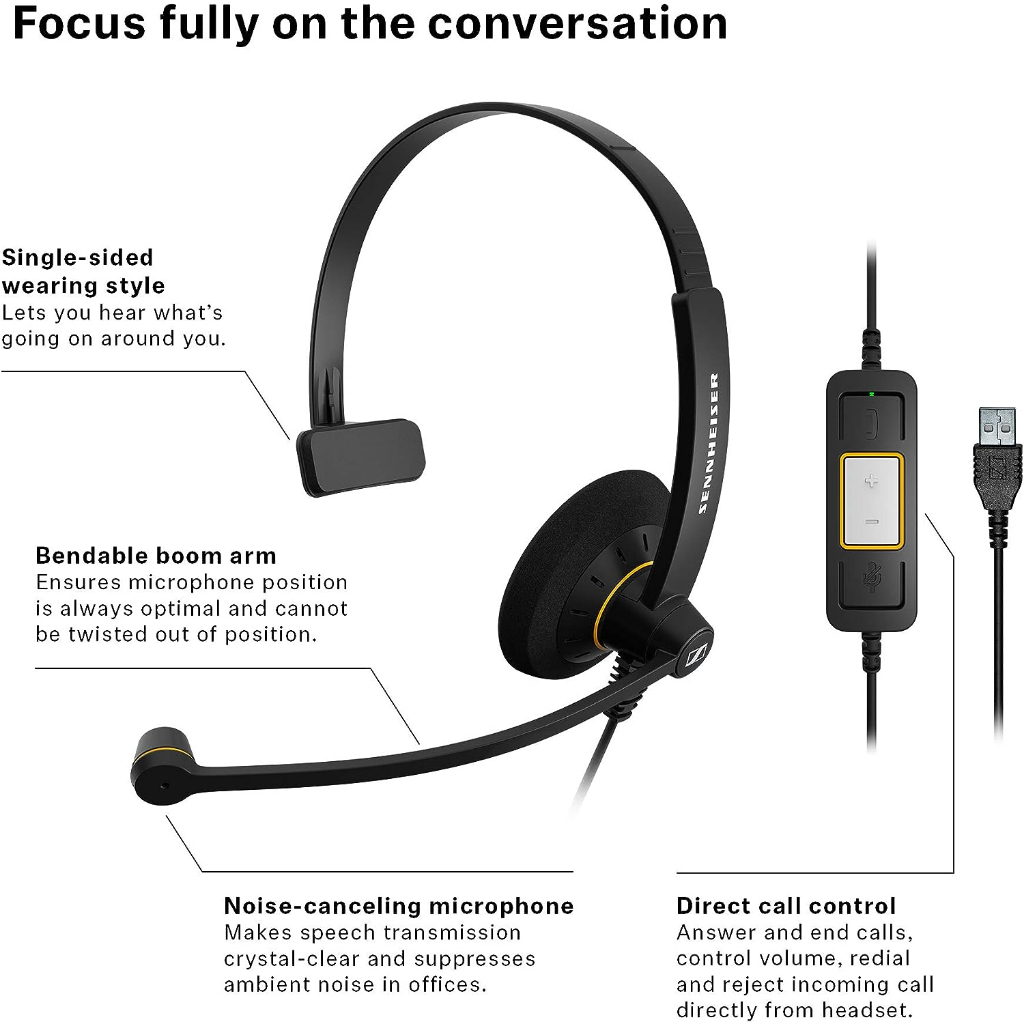 EPOS - SENNHEISER IMPACT SC 30 USB ML - Premium Work Headset Headphone