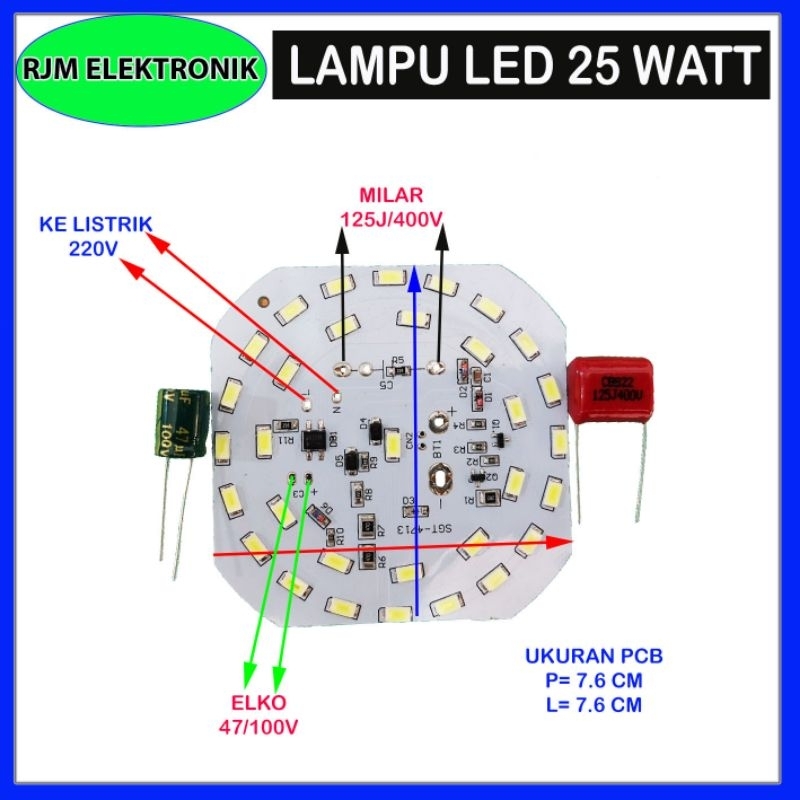 pcb lampu led 25watt