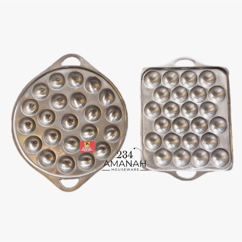 Cetakan Bola Bola Mie Takoyaki Mini Telur Congkel Bahan Aluminium isi 22 dan 24 lubang