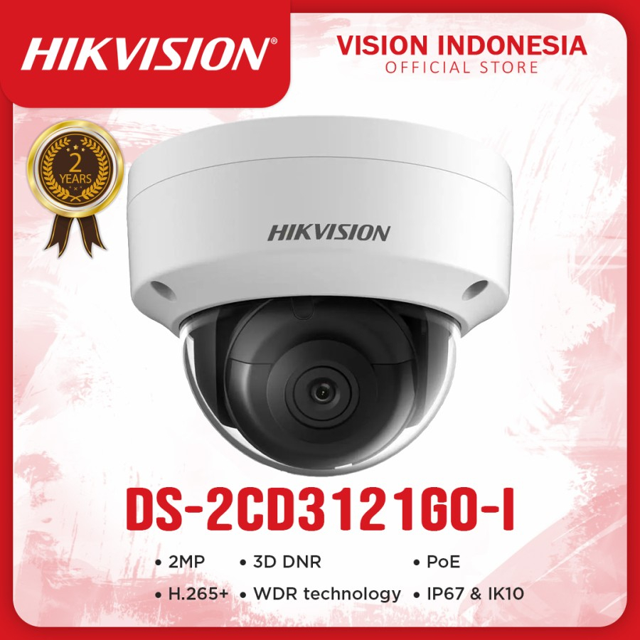 HIKVISION DS-2CD3121G0-I 2MP 2MP Fixed Dome Network Camera - PROMO WIB