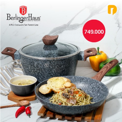 Panci Berlinger Haus 4 Pcs Cookware Set Forest Line Panci Set Fry Pan Teflon Panci Casserole Ducth O