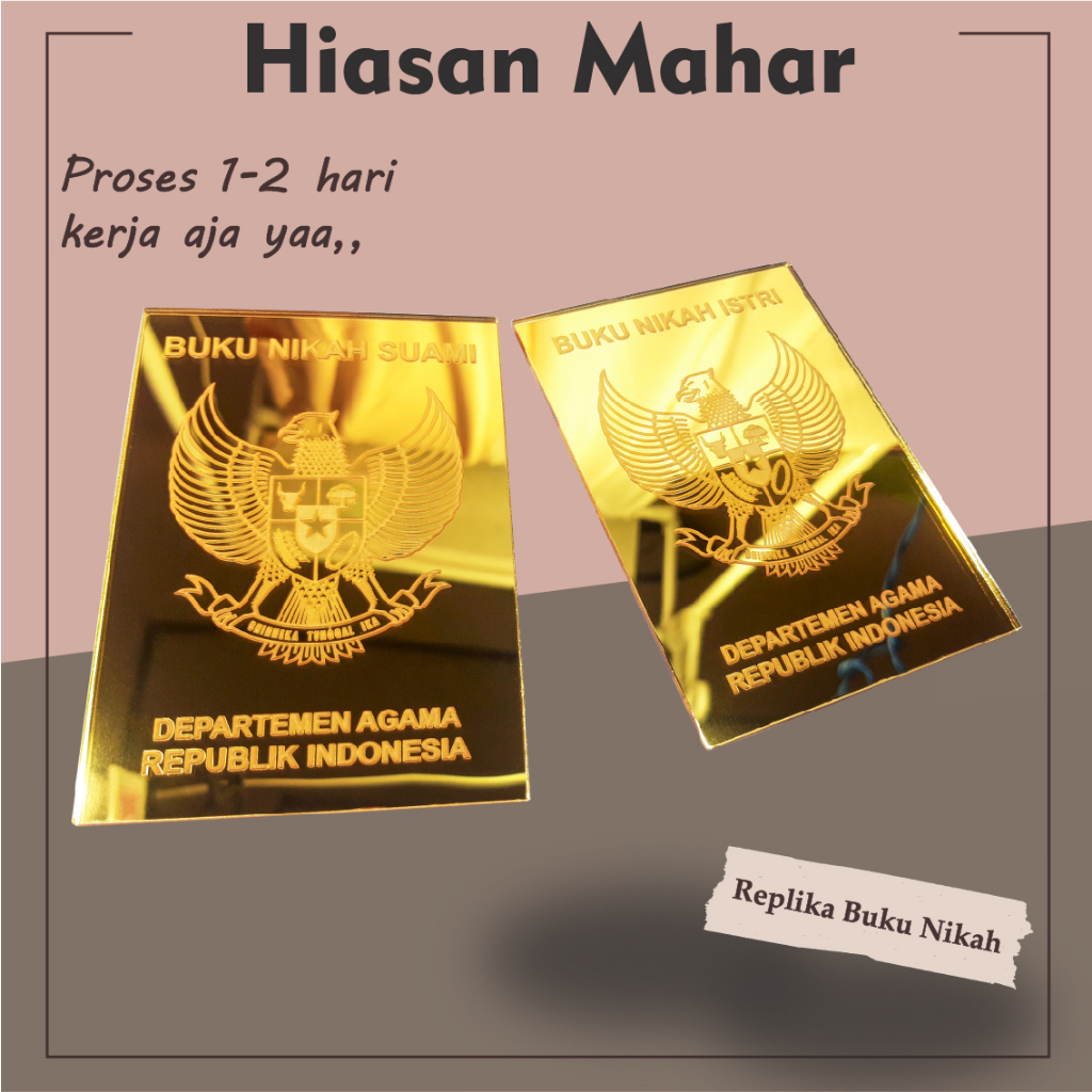 Replika Buku Nikah Akrilik Replika Sepasang Buku Nikah / Buku Nikah Hiasan Mahar | Hiasan Mahar Akri