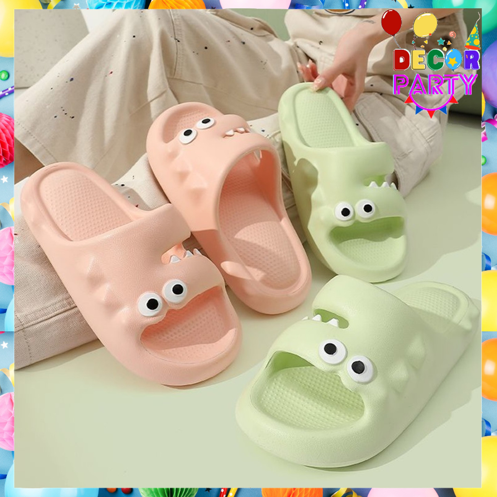 DP Sendal Rumahan Cewek Cowok Motif Buaya Bahan Karet Tebal Empuk Sandal Selop Unisex Cute Crocodile