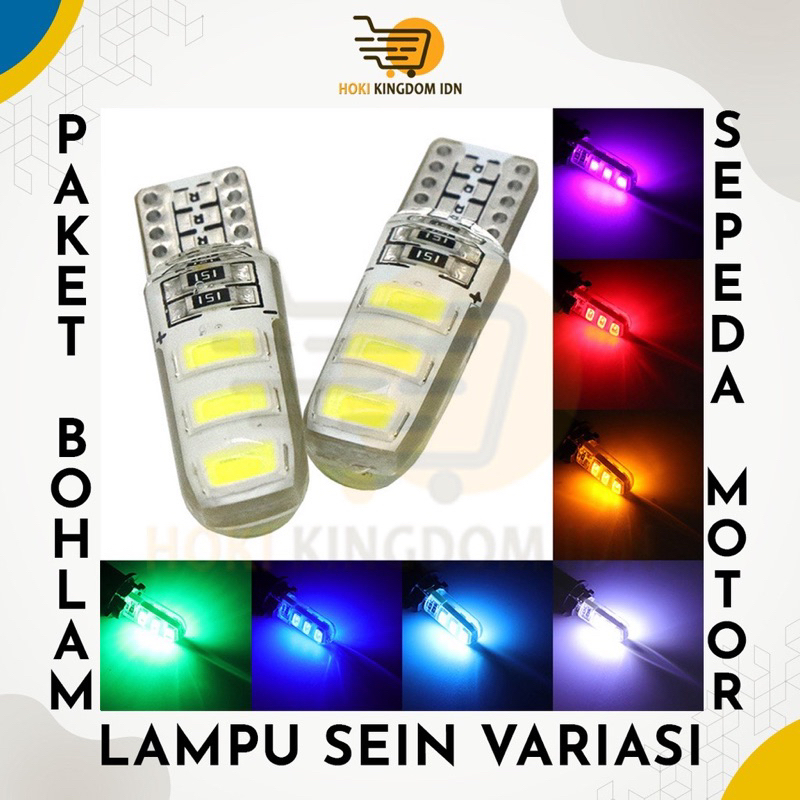(BISA COD)Lampu Sein Kedip LED T10 (6 Mata) / Warna Sesuai Etalase