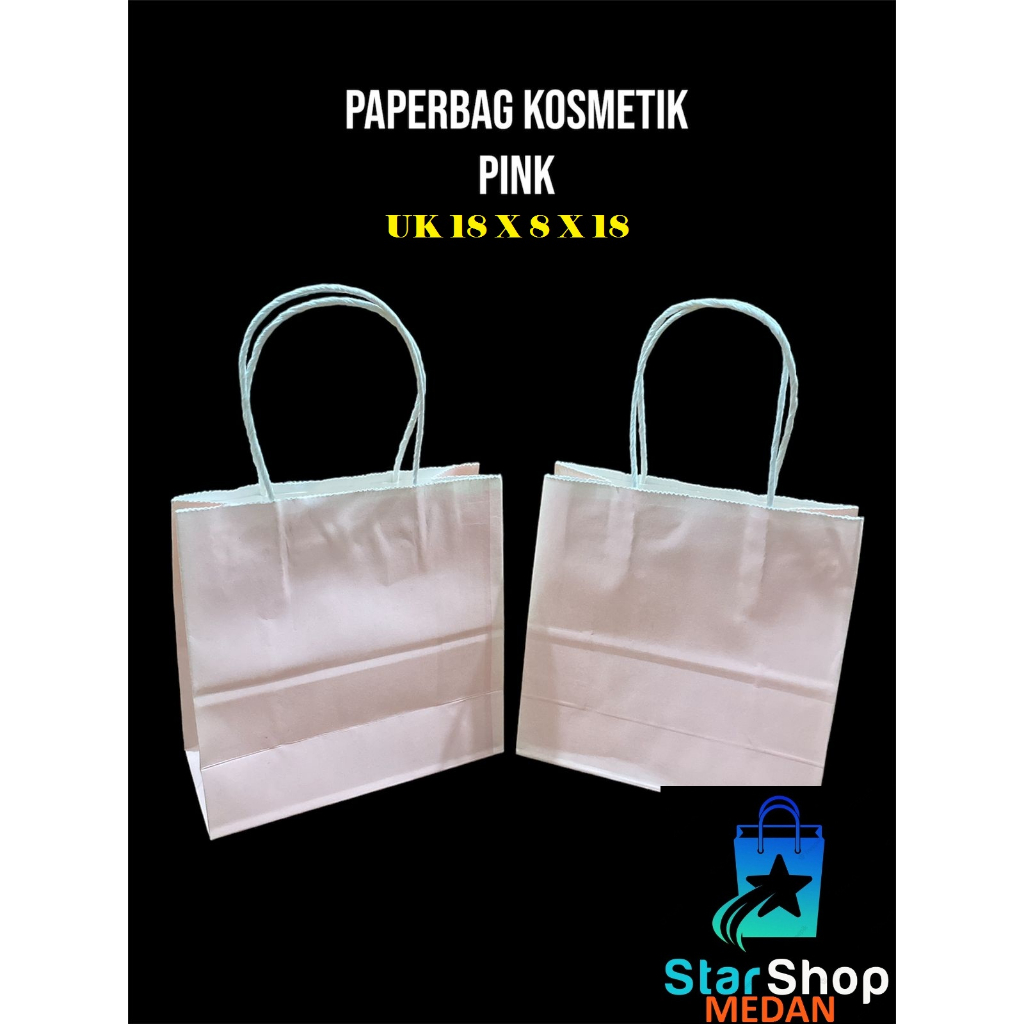 

PAPERBAG KOSMETIK PINK size 18 X 8 X 18