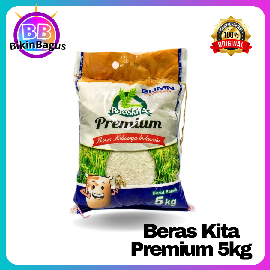 

Beras Premium kemasan 5 Kg putih pulen tidak remuk