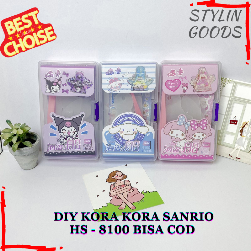 HS-8100 DIY KORA KORA SANRIO / / PAKET MINI HARDBOX STICKER / PINSET / GANTUNGAN AKRILIK / COCOK UNT