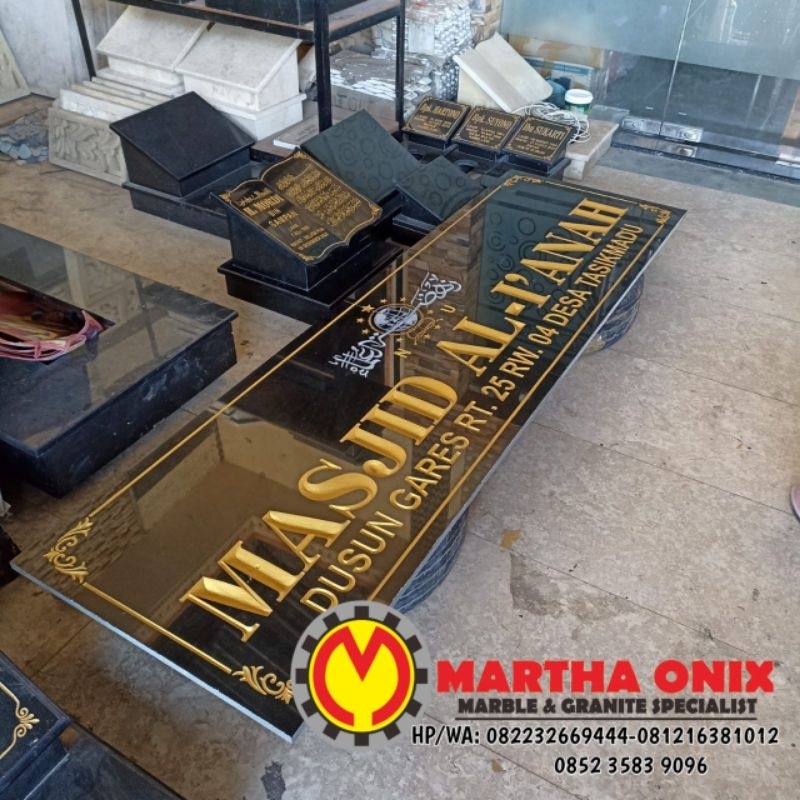 

Papan Nama Masjid Marmer Ukuran 60x240 cm Memanjang