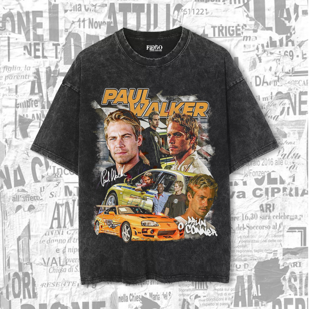Fiego "PAUL WALKER" | Premium Oversize T-Shirt | Stone Wash | Kaos Vintage | Kaos Washed | Washed Te