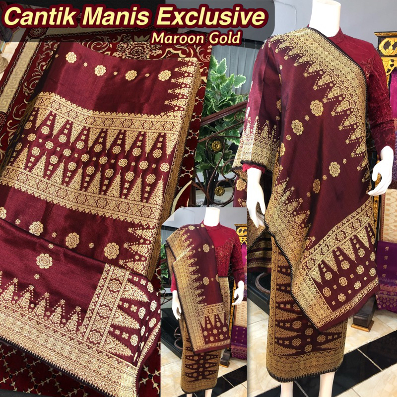 Songket Cantik Manis Exclusive Maroon Gold /songket tenun asli palembang /ilham songket palembang /s