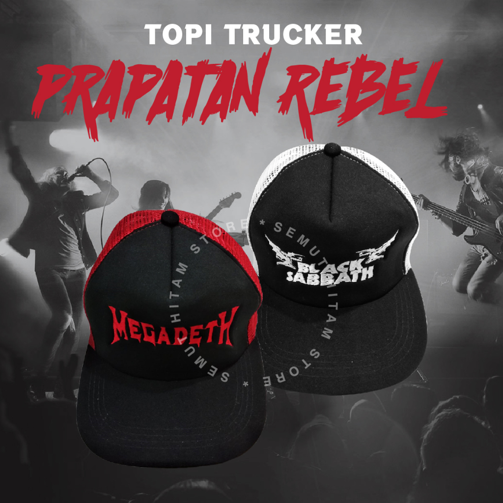 [GESER KIRI] Prapatan Rebel Topi Topi Trucker Band Musik Metal Punk DEICIDE PRBL SLIPKNOT WARVICTIMS