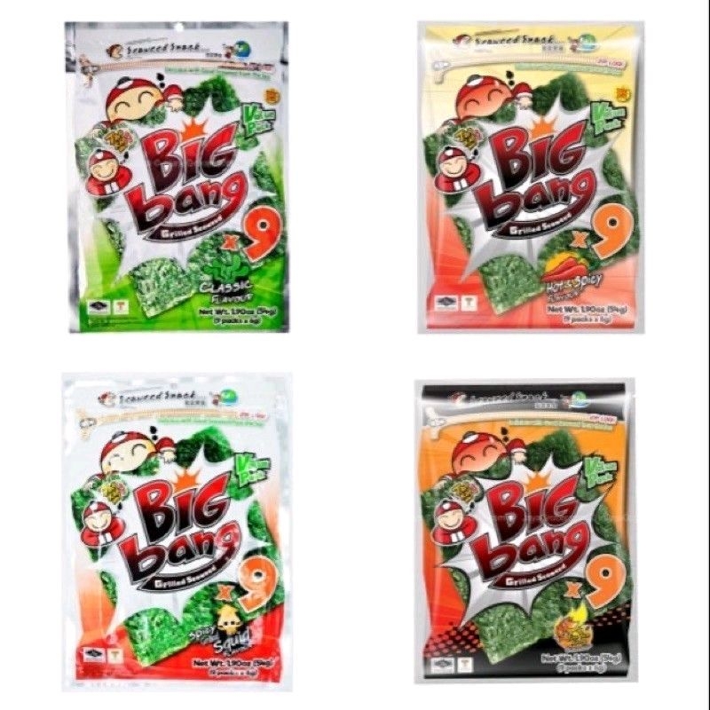 

Tao Kae Noi Big Bang Grilled Seaweed Hot & Spicy Squid Flavour Classic Tom Yum Value Pack Isi 8lembar