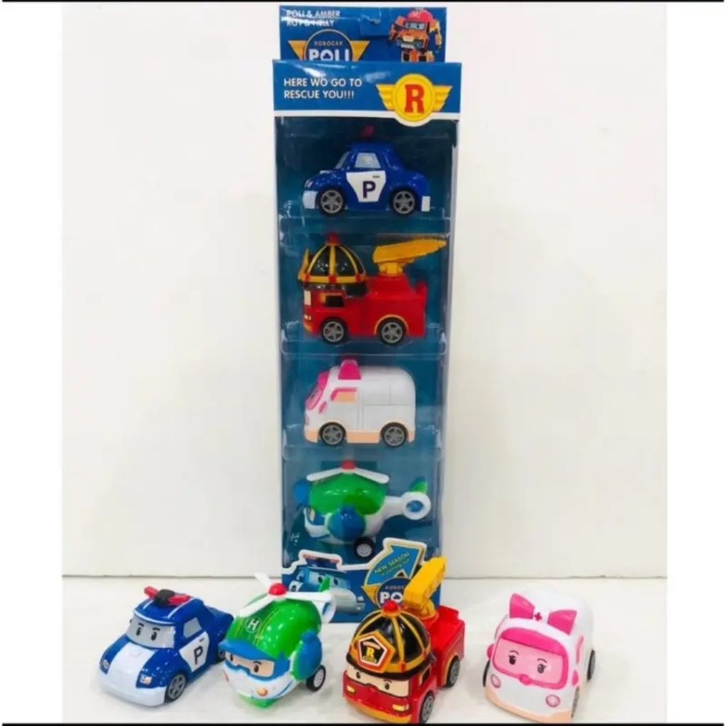 Mainan Mobil Mobilan Robocar Poli Isi 4 Pcs 9B POLI Pull Back | Mainan Anak Mobil Poli Set Murah | M