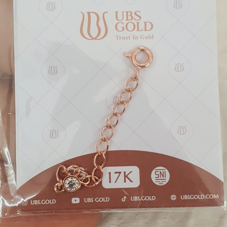 extension gelang kalung warna rose 5 cm an ad emas 75% 750 75 % 17k