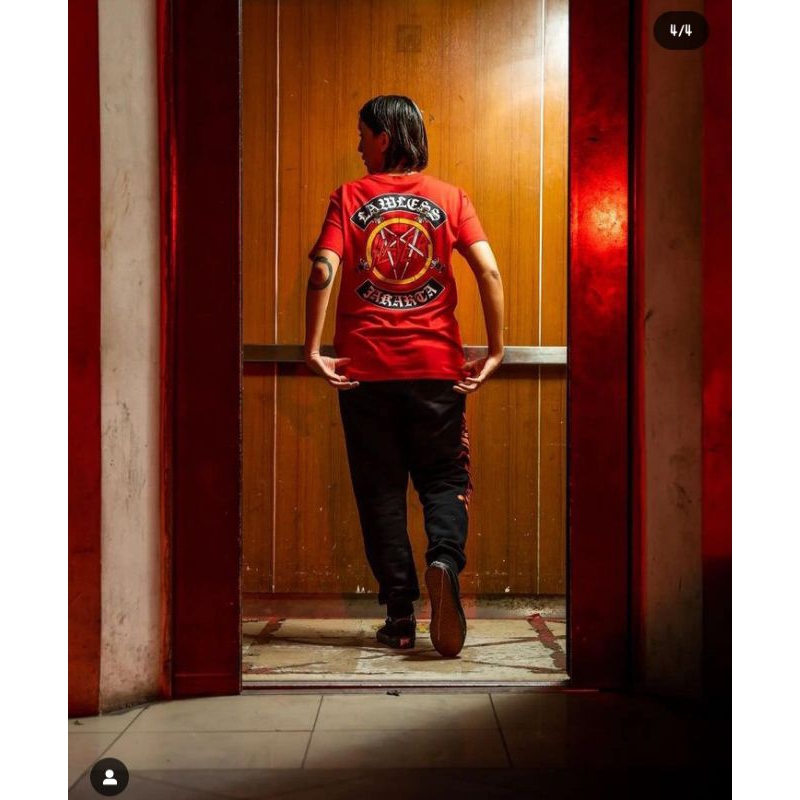 Ts lawless jakarta x slayer band red size XL