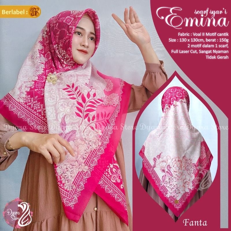 emina scarf  putih merah